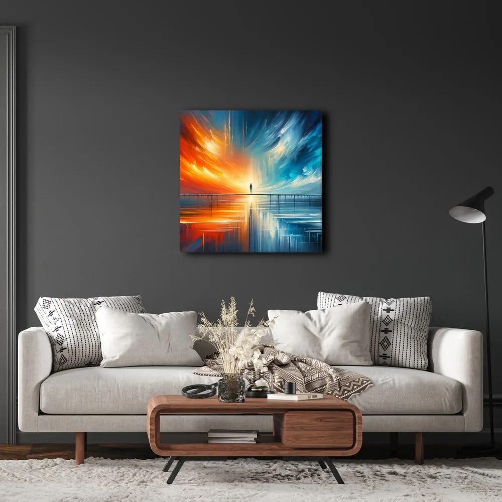 Quadro su tela – Figura sul molo tra cielo e terra
