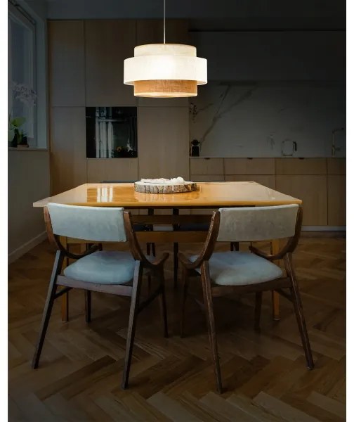 Lampada a sospensione BOHO su cavo 1xE27/60W/230V Ø 40 cm bianco/iuta