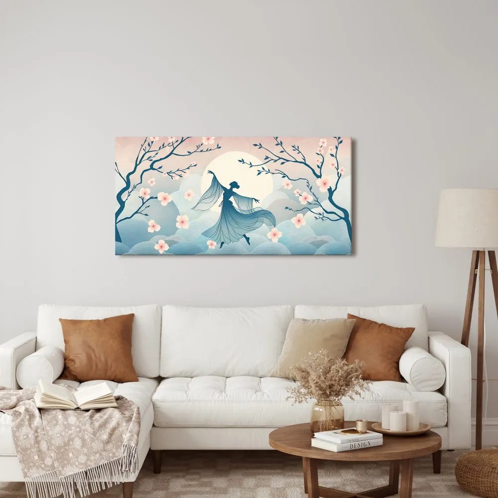 Quadro su tela – Sagoma di ballerina tra i ciliegi in fiore