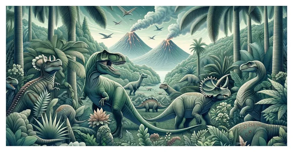 Quadro su tela – Mondo preistorico dei dinosauri nella giungla