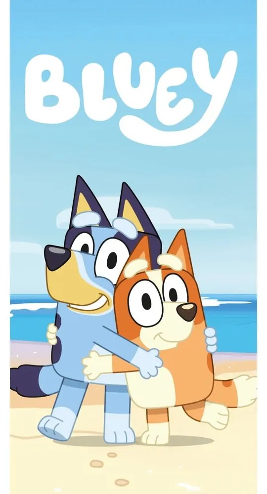 Asciugamano per bambini blu/beige in cotone 70x140 cm Bluey "Beach" – Jerry Fabrics