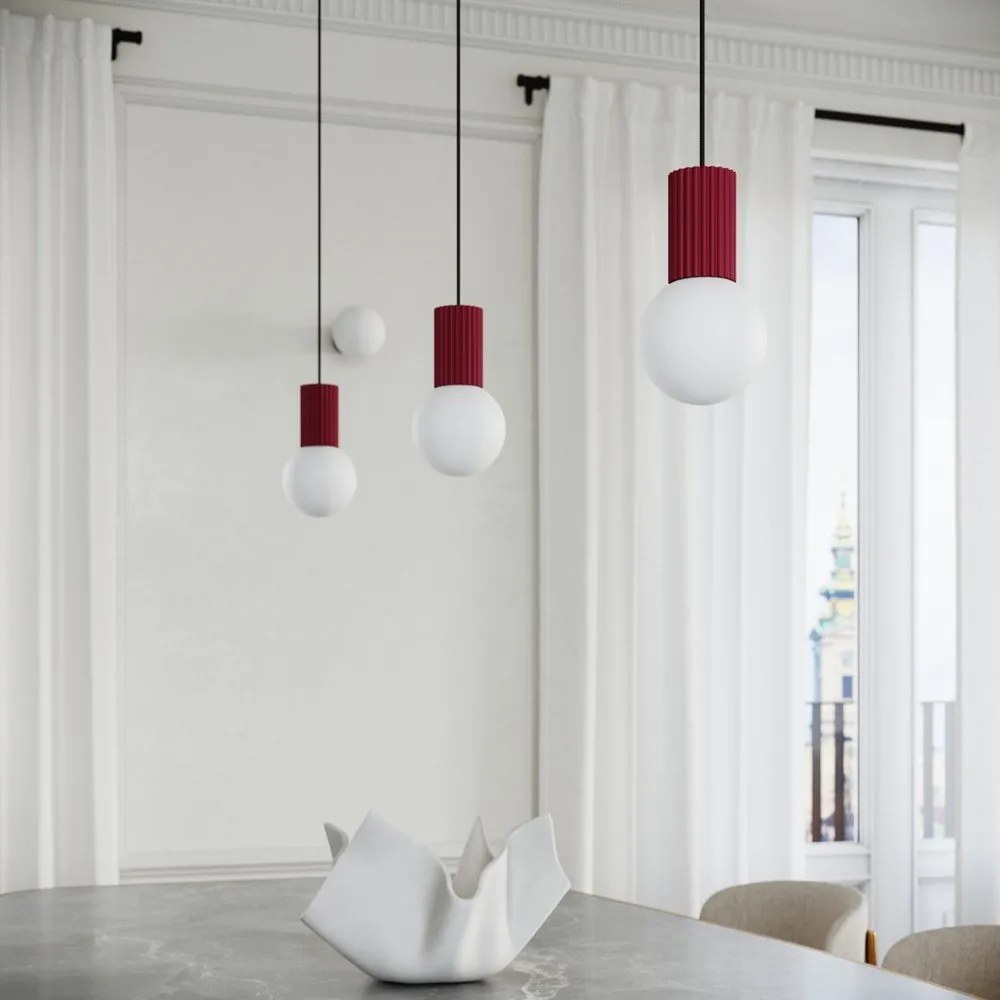 Lampadario burgundy con paralume in vetro ø 12 cm Orbital – Sollux