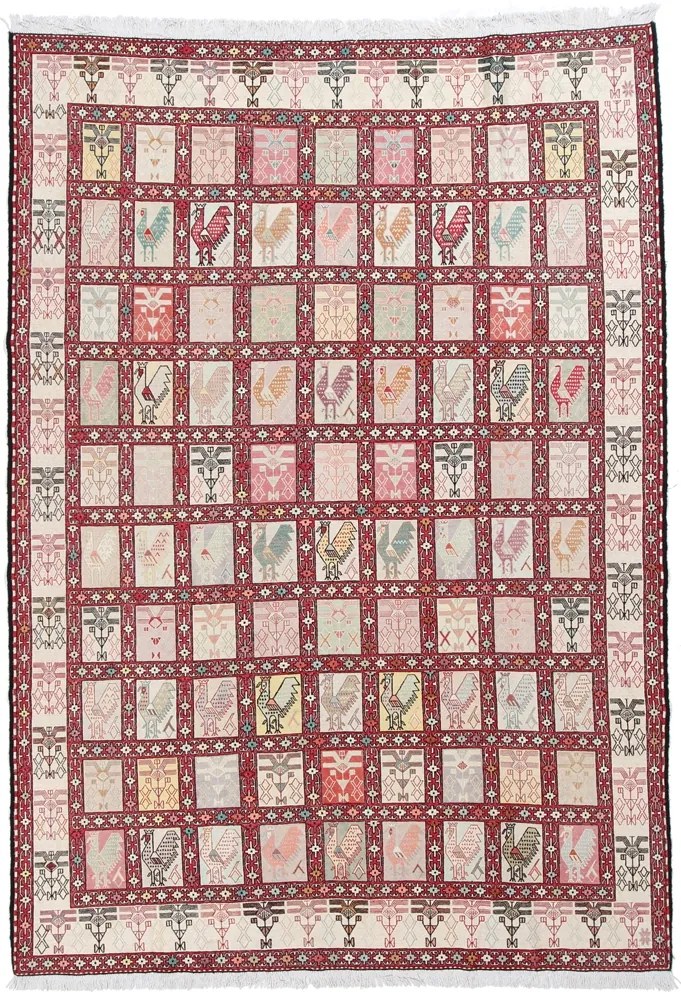Kilim Tappeto 200x280 Beige (Iran) Annodato A Mano