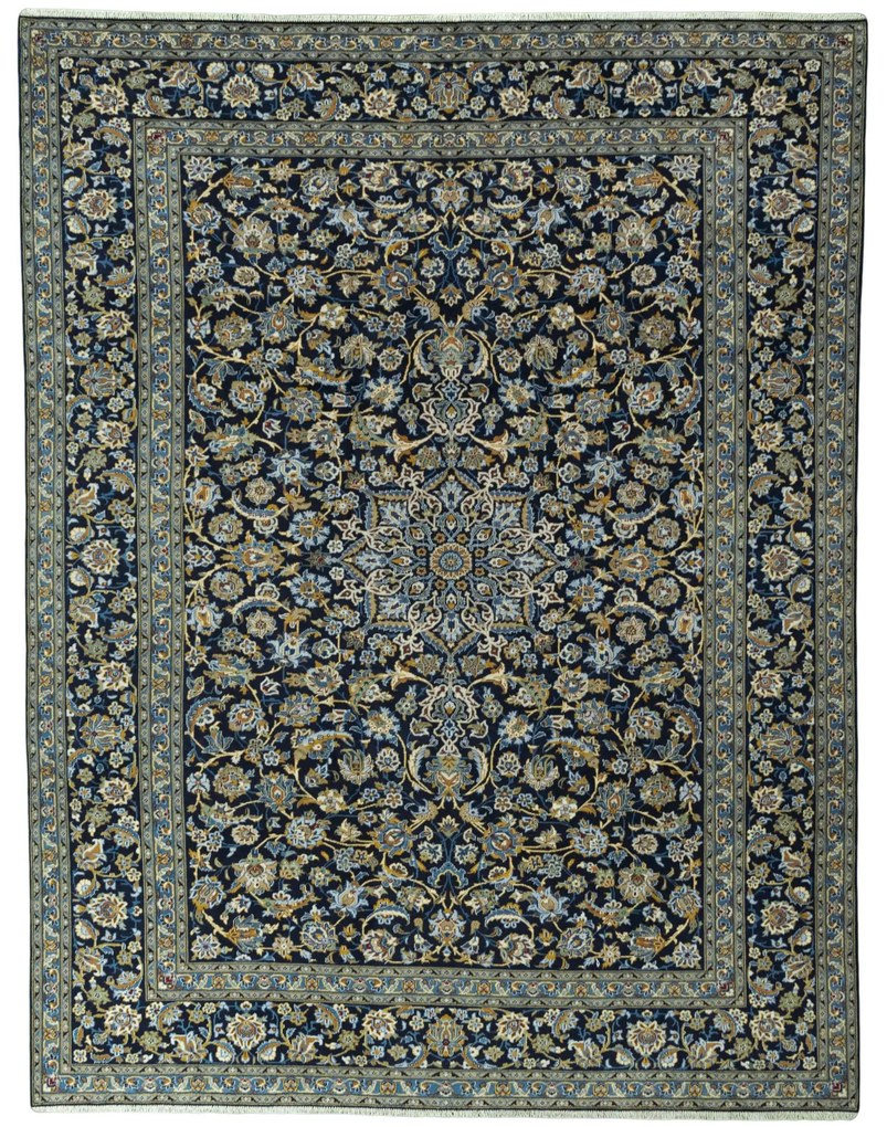 Kashan Tappeto 300 x 390 Blu (Iran) Annodato A Mano