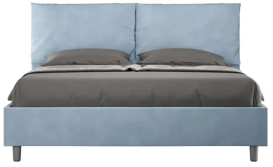 Letto contenitore da 160x200 in microfibra azzurro Antea