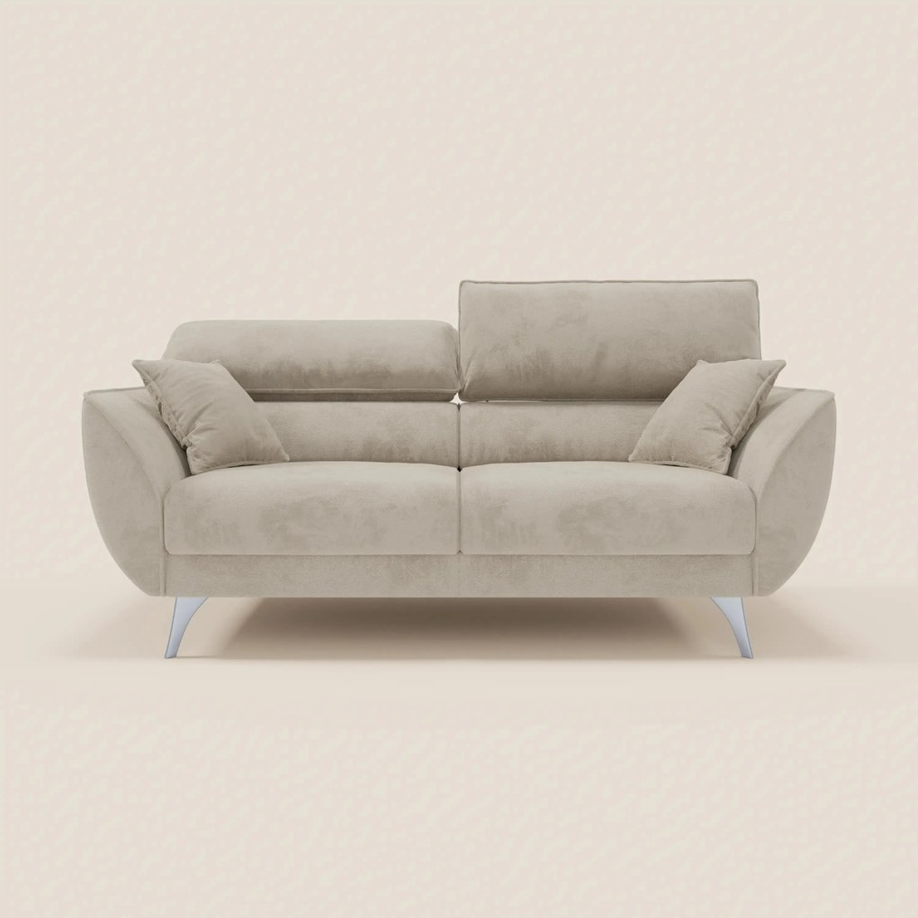 Michelangelo divano 2 e 3 posti con sedute allungabili e poggiatesta reclinabili in tessuto smacchiabile T30