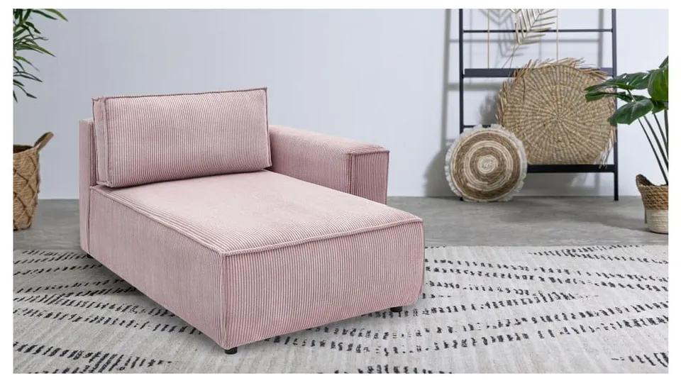 Modulo divano in velluto a coste rosa chiaro, angolo destro Nihad modular - Bobochic Paris