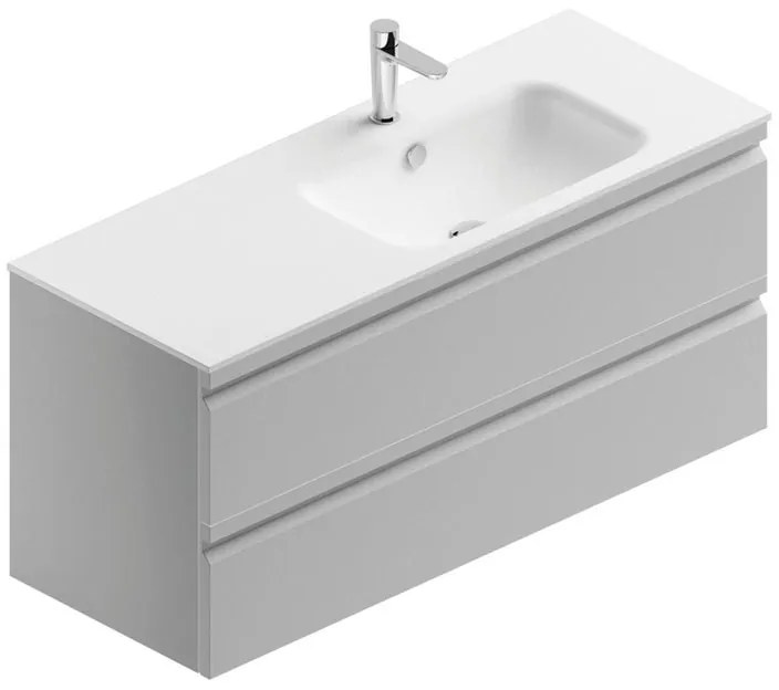 Mobile sottolavabo e lavabo Pull per vasca centrale grigio artico opaco in mdf L 120 x H 56 x P 46 cm 2 cassetti