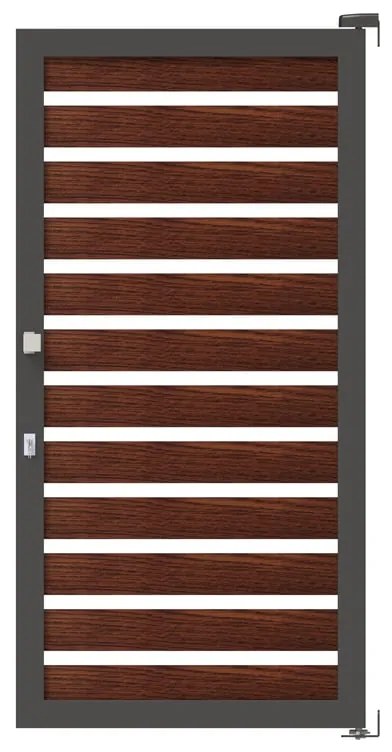 Cancello manuale battente Maia120-40 ALBA in alluminio noce telaio grigio, reversibile, L 100 x H 160 cm