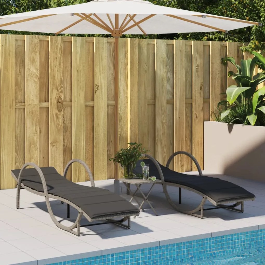Lettini Prendisole 2 Pz Con Cuscini Grigio Chiaro İn Polyrattan /