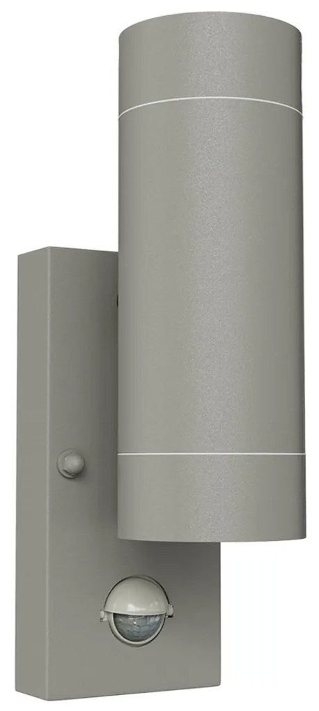 Applique Bidirezionale IP65 2xGU10 con sensore Movimento - Grigia