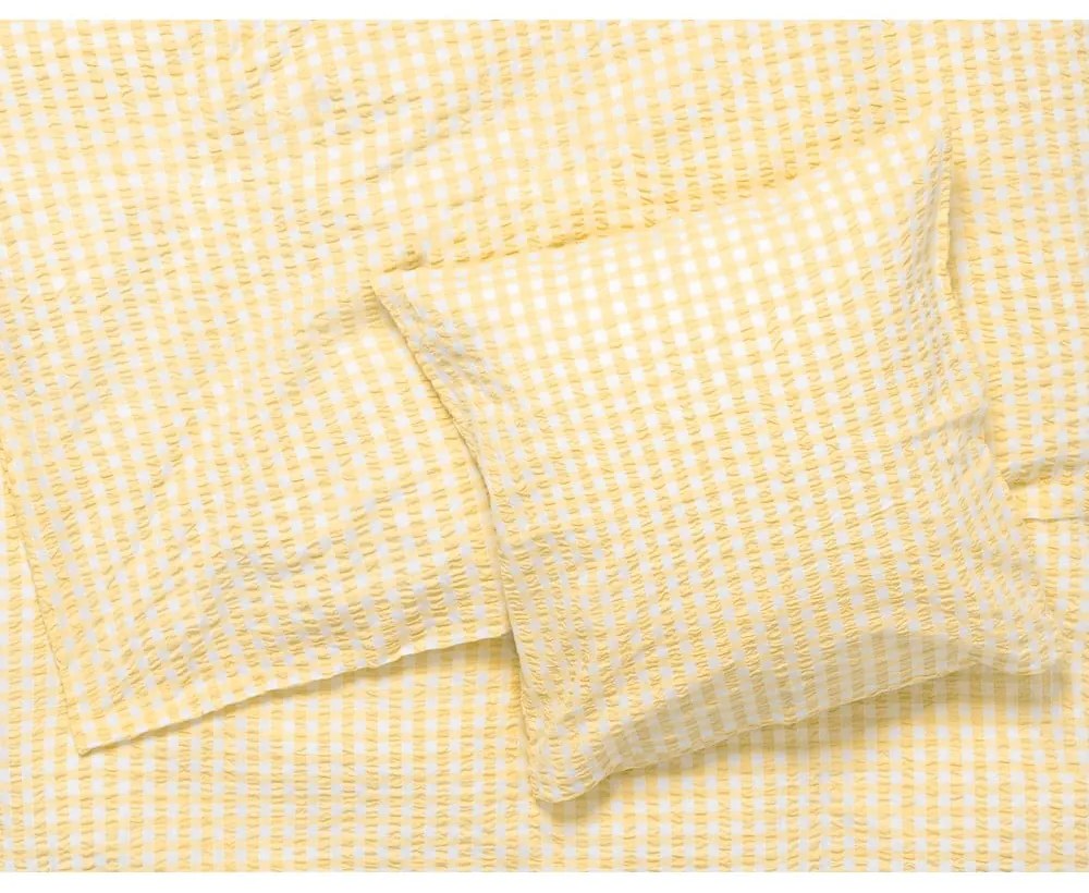 Biancheria da letto in crêpe giallo e bianco per letto singolo 140x200 cm Bæk&Bølge - JUNA