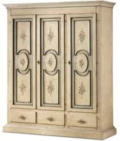 Armadio 3 porte arte povera in legno shabby avorio 184x60x217