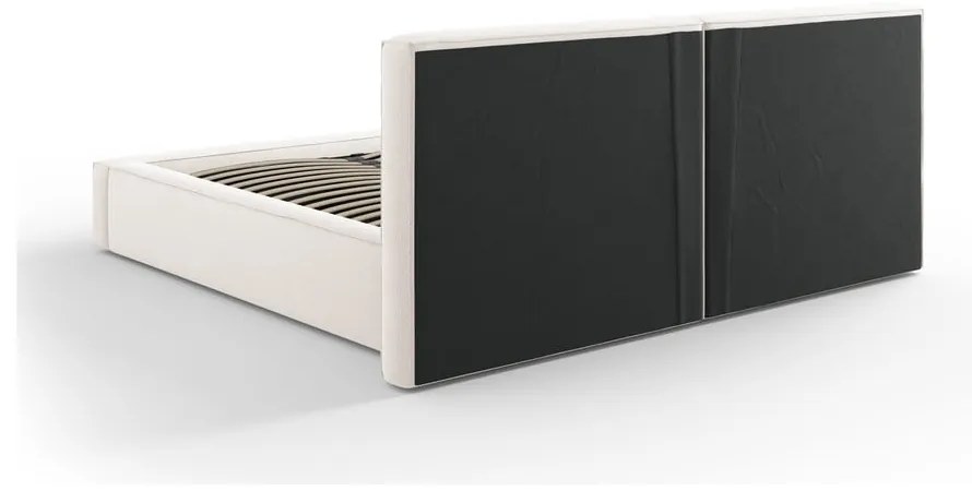 Letto matrimoniale imbottito beige con contenitore e rete inclusi 180x200 cm Arendal - Cosmopolitan Design