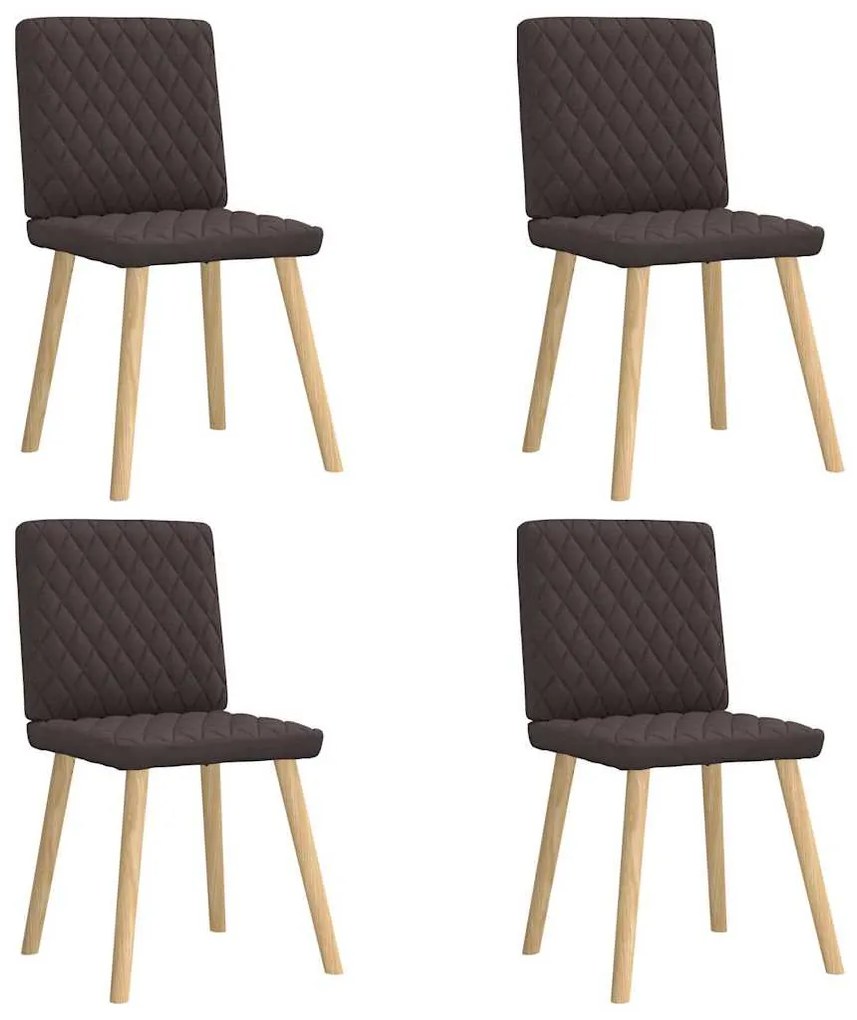Sedie Da Pranzo 4 Pz Marrone Scuro İn Tessuto /