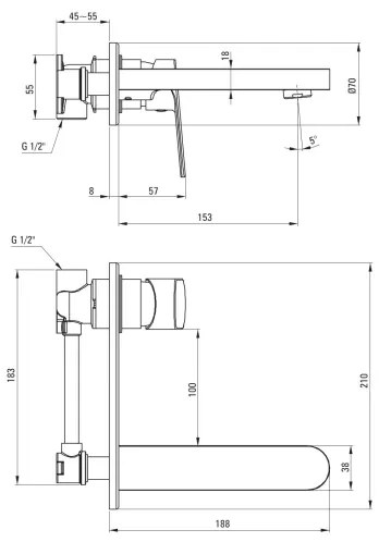Deante BGA_054L - Miscelatore lavabo ALPINIA per installazione ad incasso, cromato lucido