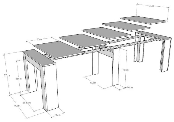 Consolle Allungabile Fino a 3,02 metri Modem Noce da 14 posti