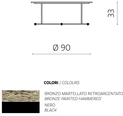Tavolino IAGO 90 con struttura in metallo e piano tondo in vetro Bronzo