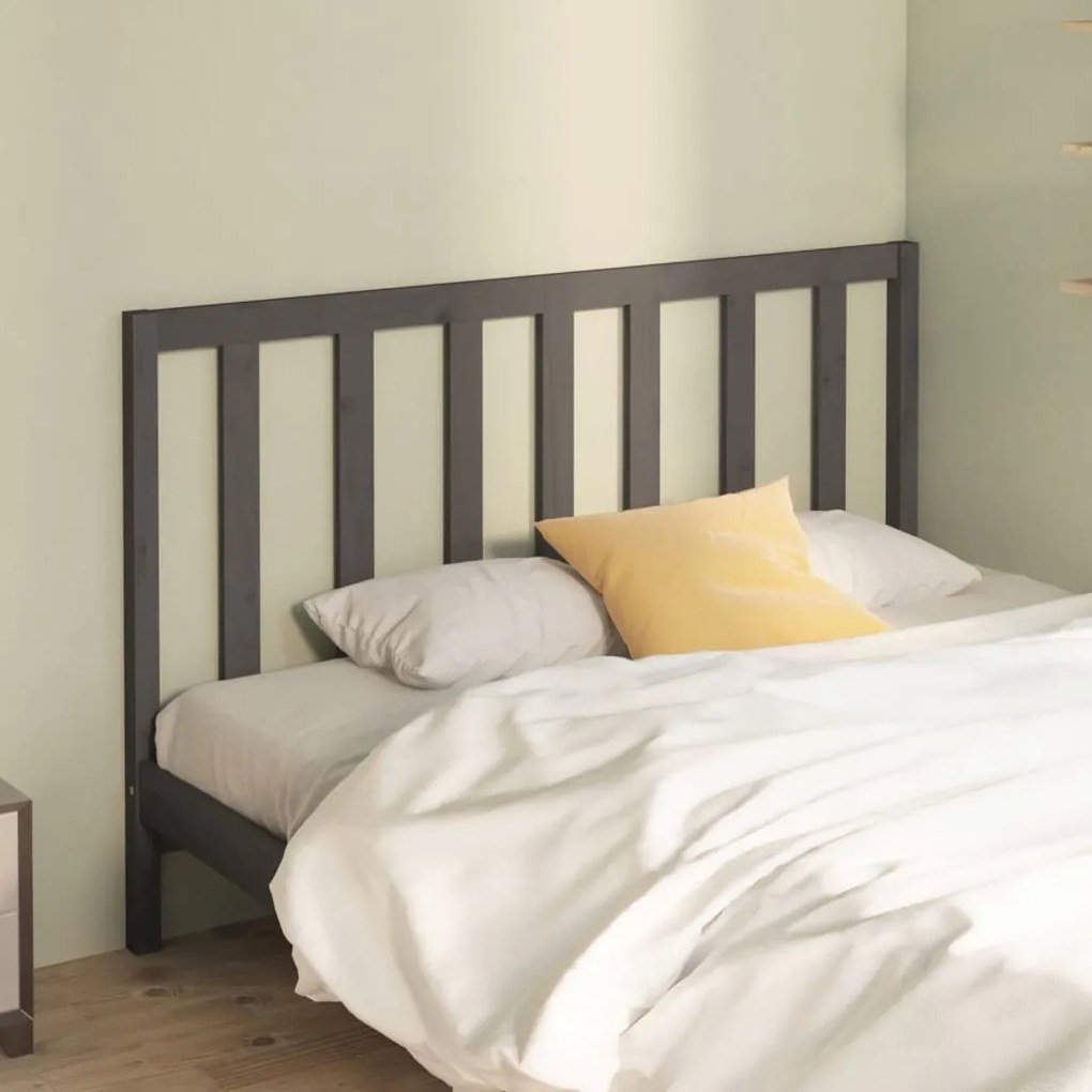 Testiera Letto Grigia 156x4x100 Cm İn Legno Massello Di Pino /