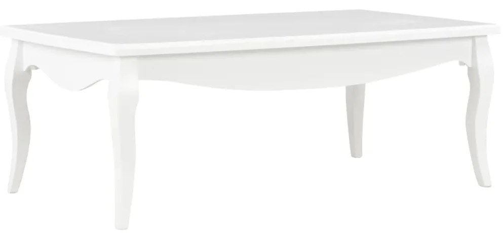 Tavolino Da Salotto Bianco 110x60x40 Cm İn Legno Di Pino /