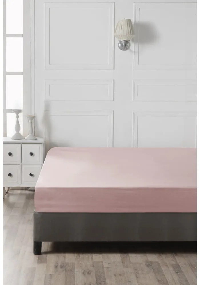 Lenzuolo rosa in cotone elasticizzato 160x200 cm - Mijolnir