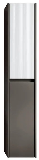 Colonna per mobile bagno Niwa 2 ante P 27 x L 30 x H 160 cm laccato opaco grigio carbone con vetro bianco cannettato