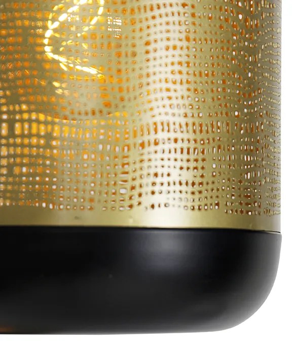 Lampadario vintage nero con ottone rotondo a 3 luci - Kayleigh