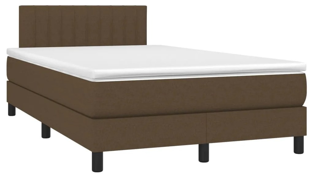 Letto a molle materasso e led marronescuro 120x190cm in tessuto
