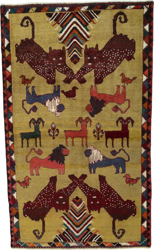 Gabbeh Tappeto 120 x 200 Giallo (Iran) Annodato A Mano