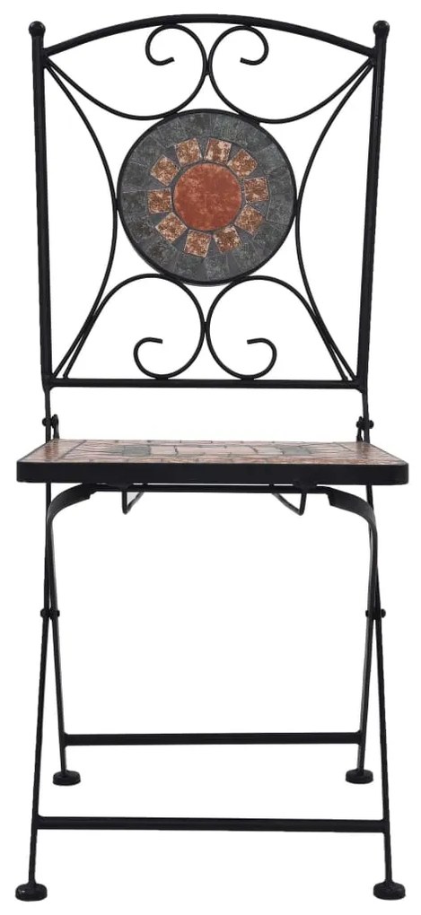 Set bistrò 3 pz con mosaico in ceramica arancione/grigio