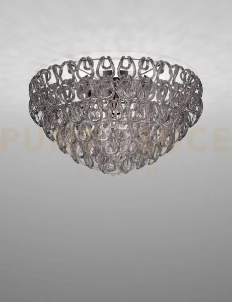 Giogali lampadadario a soffitto 80 cristallo fume' e cromo lucido 5...