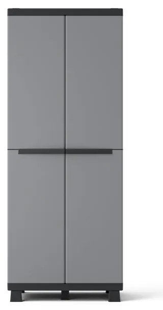 Armadio per scope Standard SPACEO in polipropilene, grigio e nero L 68 x H 170 x P 39 cm, 2 ante, adatto per esterno riparato