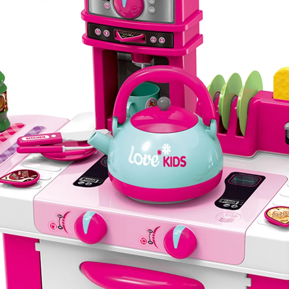 Cucina Giocattolo Bambini Luci Suoni e Bollitore Funzionante 29 Accessori Rosa...