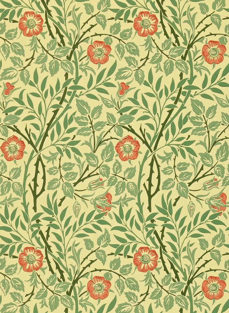 Morris & Co Carta da parati Sweet Briar - Green/ Rust