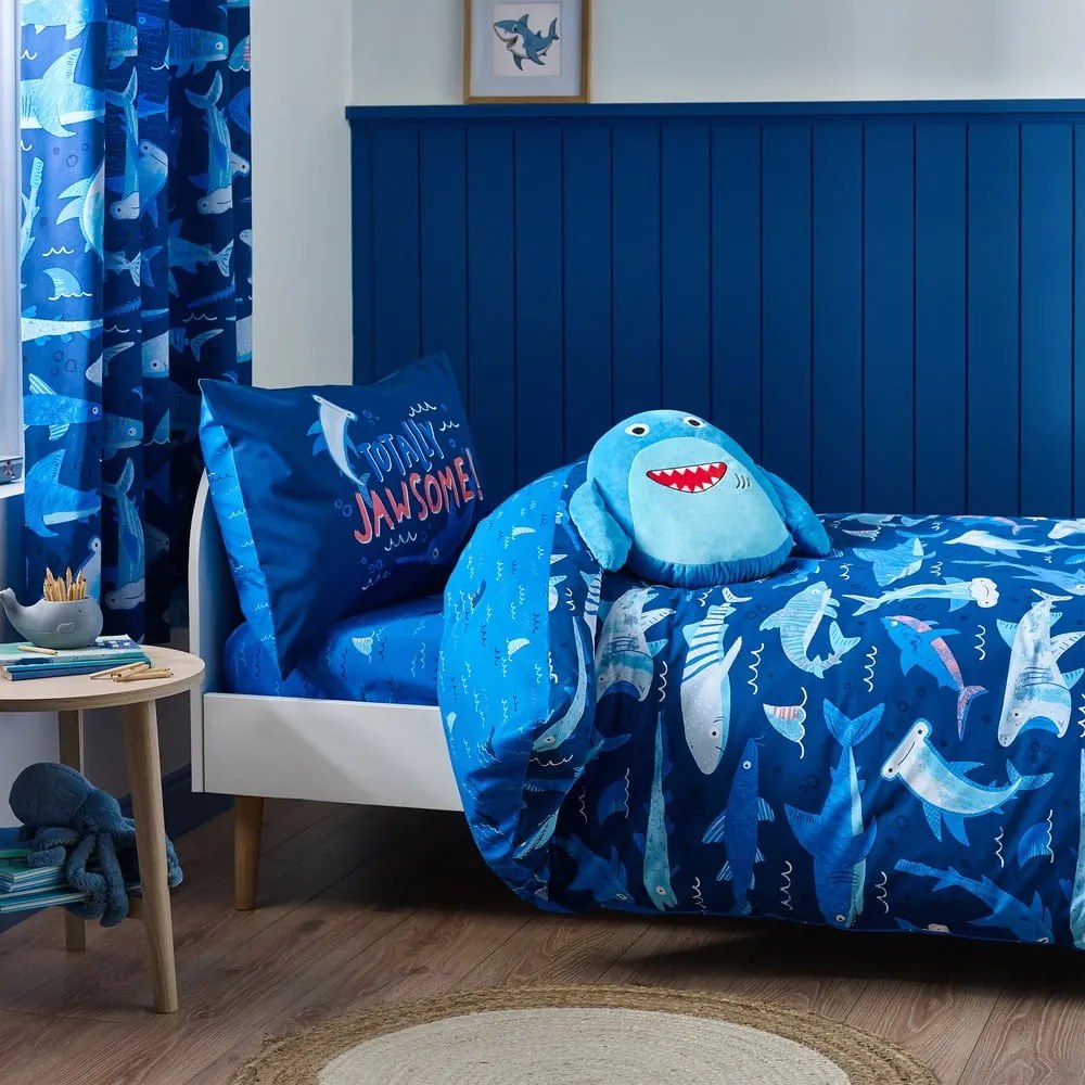 Biancheria da letto per bambini blu per letto singolo 135x200 cm Jawsome Shark – Catherine Lansfield