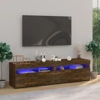 Mobile Porta TV con Luci LED 2pz Rovere Fumo 75x35x40 cm 815124