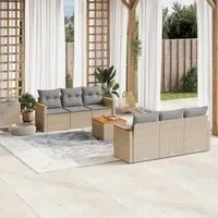 Set Divani da Giardino 7 pz con Cuscini Beige in Polyrattan 3258195