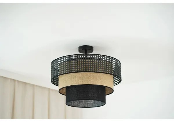 Brilagi - Lampadario DAKOTA LUNETA 1xE27/15W/230V Ø45 cm nero/rattan