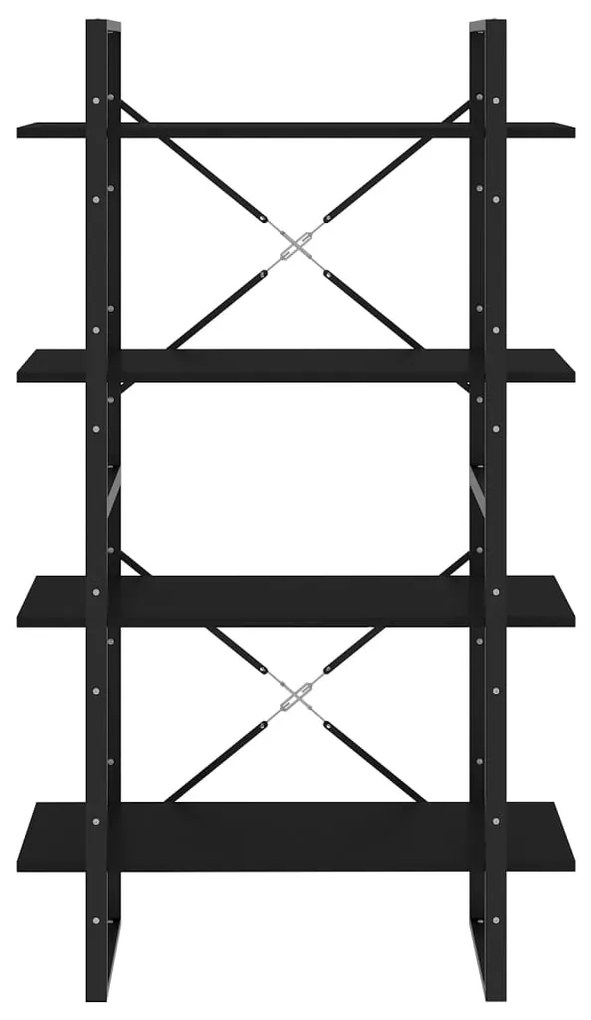 Libreria a 4 Ripiani Nera 80x30x140 cm in Legno Multistrato