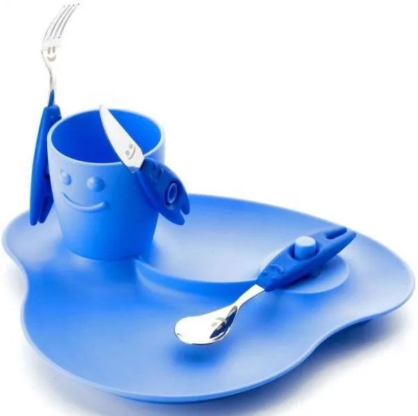 Set 5pz Pappa Bambini - Piatto, Bicchiere e Posate - Party - Rivadossi