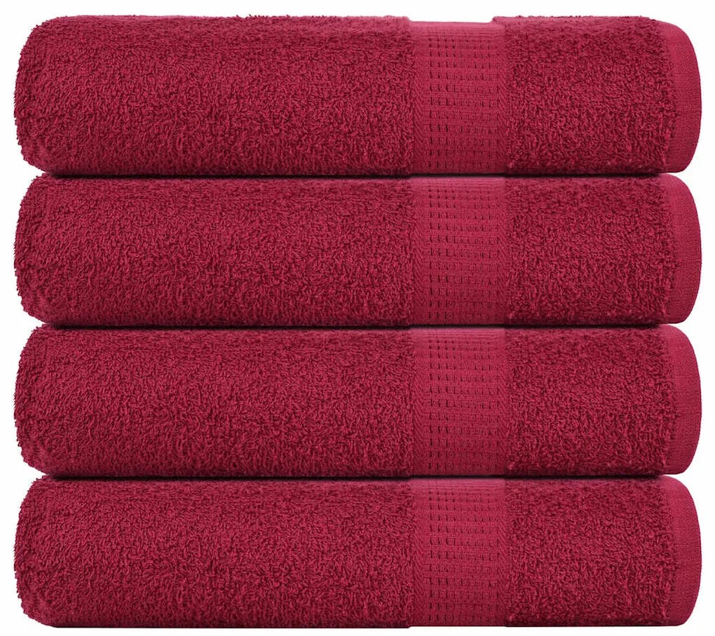 Asciugamani Doccia 4 Pz Bordeaux 70x140 Cm 360 G/m² 100% Cotone /
