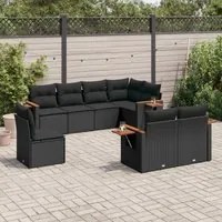 Set Divani da Giardino con Cuscini 8 pz Nero in Polyrattancod mxl 114201