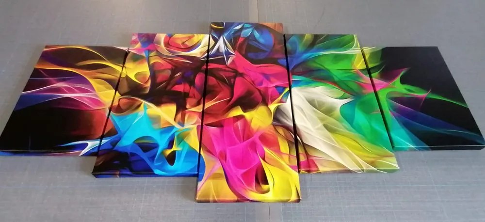 Quadri 5 pezzi – Caos colorato astratto