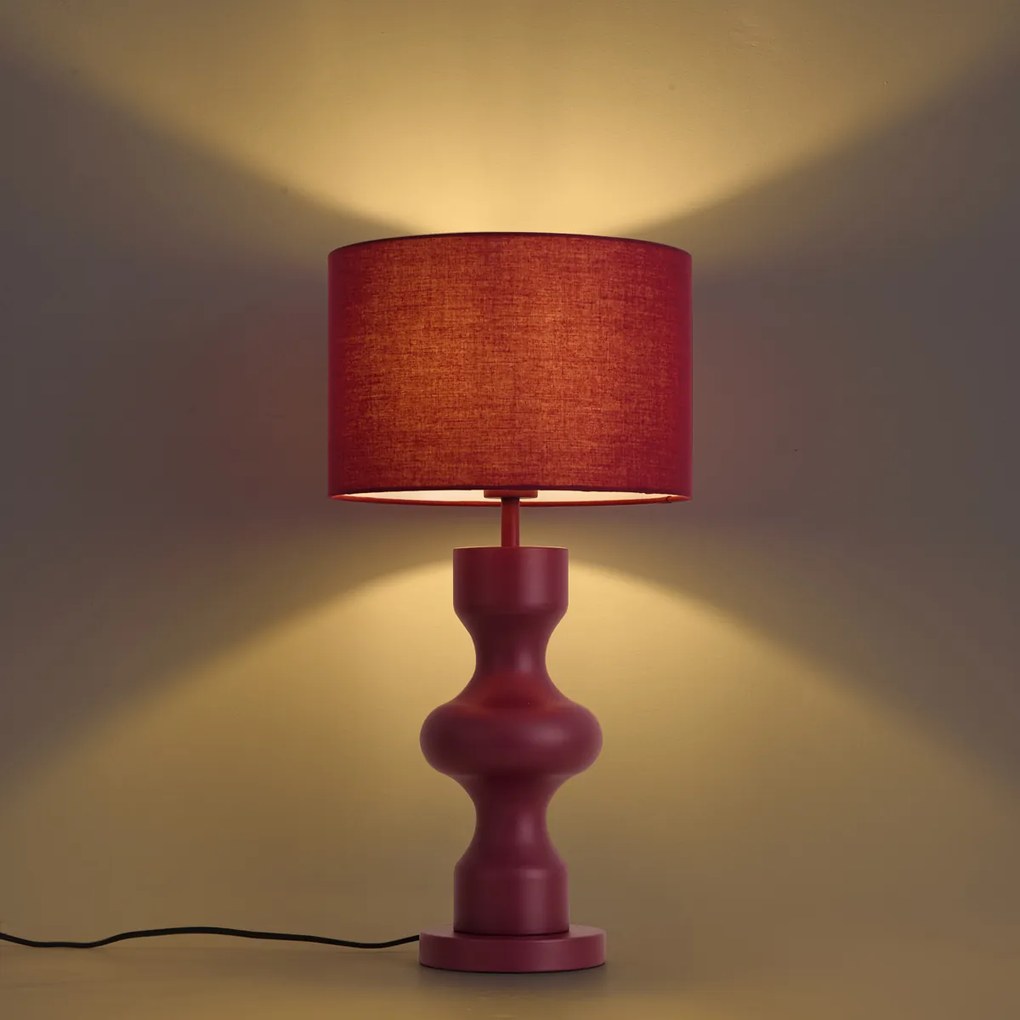 Lampada da tavolo retrò color prugna con paralume in tessuto - Captain