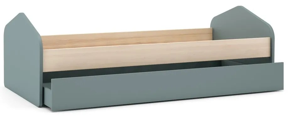 Letto da bambini estraibile di colore naturale/verde polveroso con effetto pino con contenitore con rete inclusa 90x200 cm Estefania – Marckeric