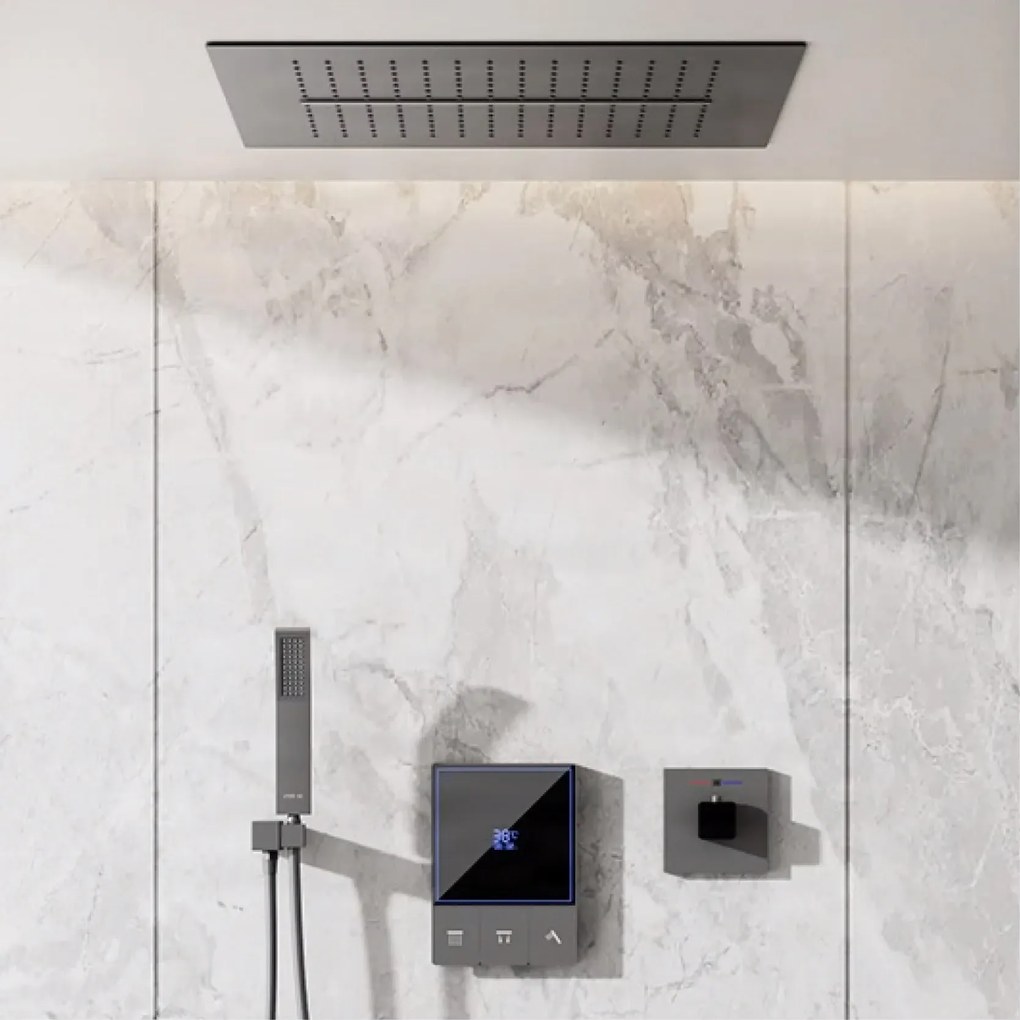 Sistema doccia a incasso ELITE EDITION BCS1721 termostatico, multigetto e a cascata in più finiture — Nero opaco — A soffitto
