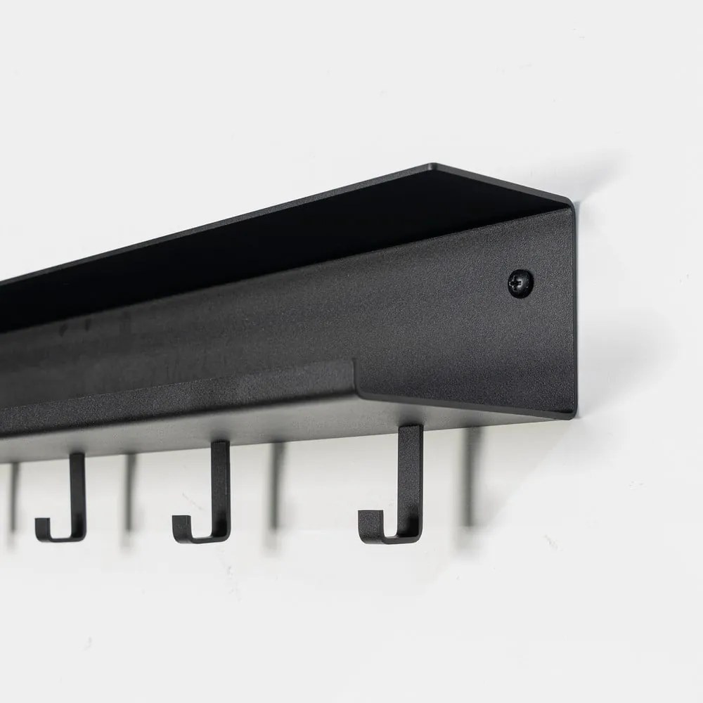 Appendiabiti da parete in metallo nero con ripiano Easy - Spinder Design