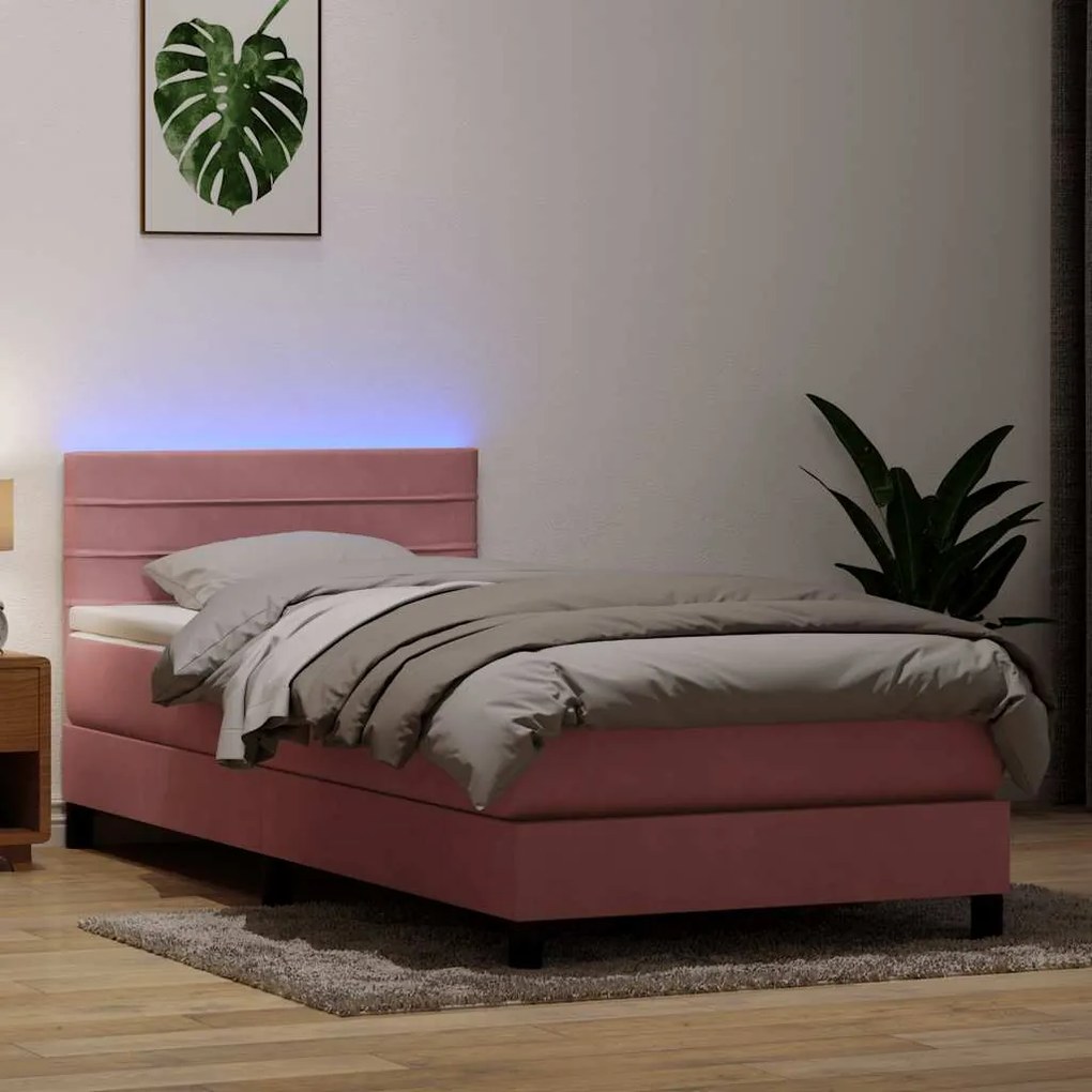 Giroletto A Molle Con Materasso Rosa 90x210 Cm Velluto /