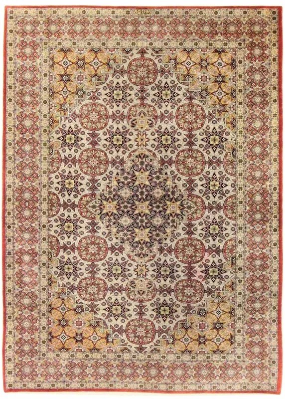 Ghom Tappeto persiano 150x110 Beige (Iran) Annodato A Mano