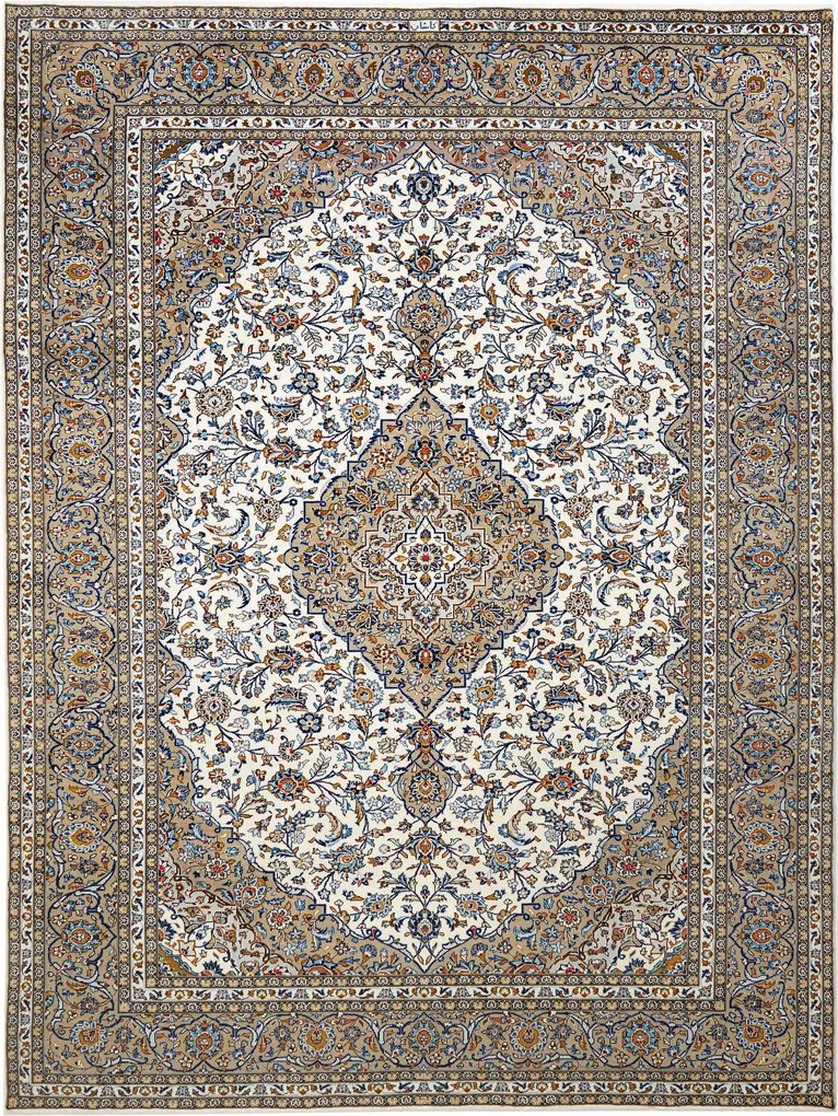 Kashan Tappeto 290 x 390 Beige (Iran) Annodato A Mano